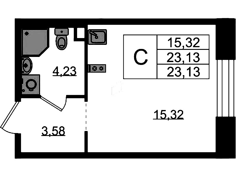 Квартира студия 23.13 м², 1/5 эт., ЖК «Plus Пулковский»